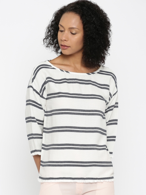 

Vero Moda Women Off-White & Blue Striped Top