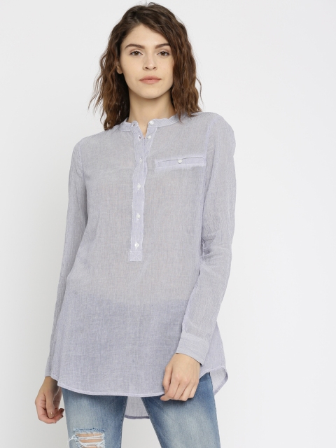 

Vero Moda Women Blue Striped Shirt Style Top