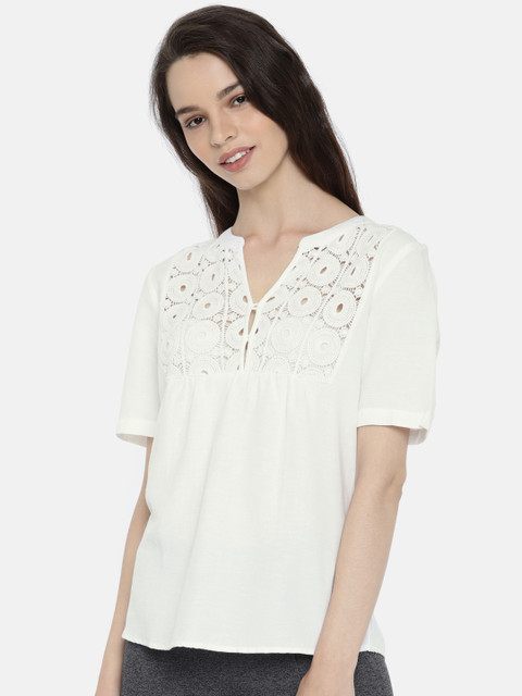 

Vero Moda Women Off-White Crochet Detailed Top