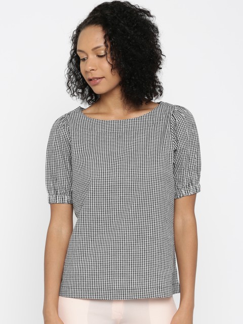 

Vero Moda Women Black & White Checked Top