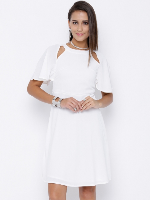 

Tokyo Talkies Women Off-White Solid Shirt Dress