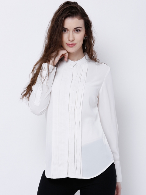 

Tokyo Talkies Women White Solid Casual Shirt