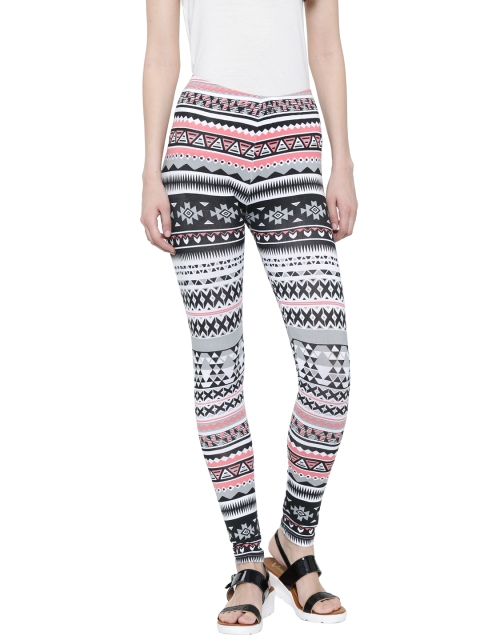 

De Moza Black Printed Ankle-Length Leggings