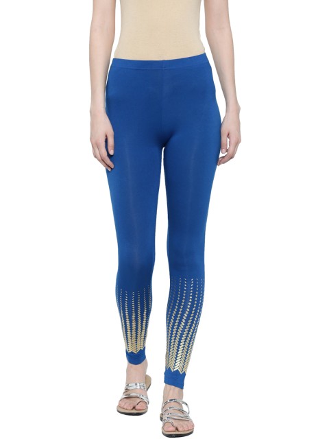 

De Moza Blue Printed Detail Ankle-Length Leggings