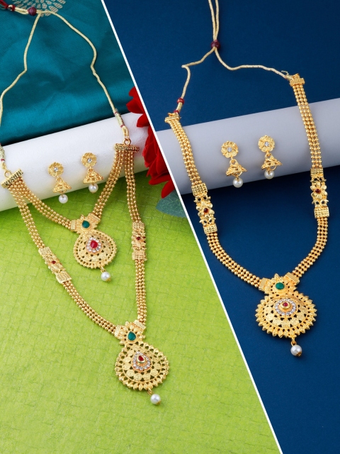 

Silver Shine Gold-Plated Stone-Studded Jewellery Set