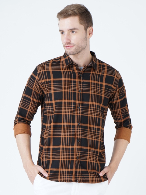 

SORATIA Men Brown Slim Fit Tartan Checks Checked Casual Shirt