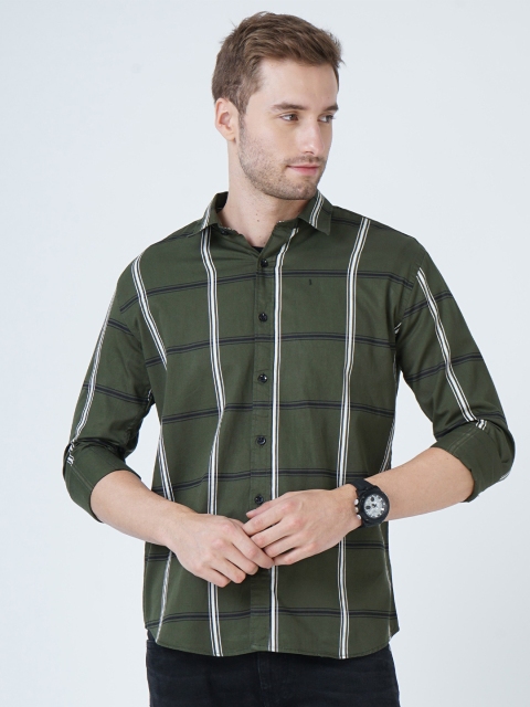 

SORATIA Men Green Slim Fit Tartan Checks Checked Casual Shirt