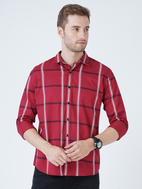 

SORATIA Men Maroon Slim Fit Tartan Checks Checked Casual Shirt