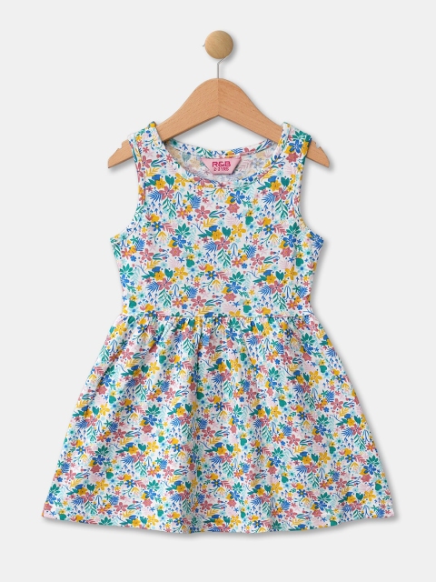 

R&B Kids Girls White Floral Printed Dress