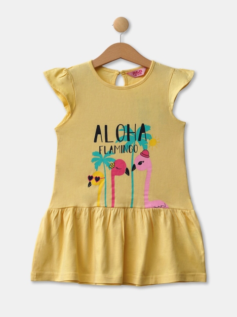 

R&B Yellow Printed Peplum Dress