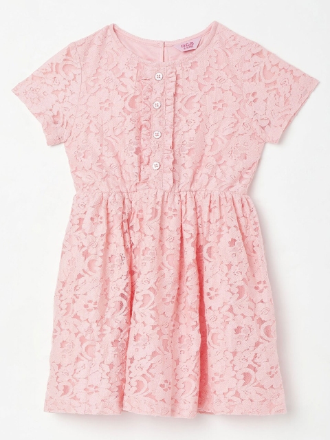 

R&B Girls Pink Floral Casual Fit And Flare Dress