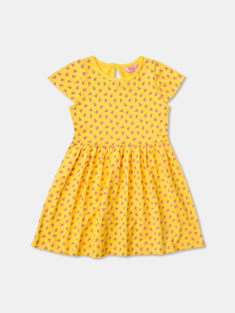 

R&B Yellow Printed Fit & Flared Dress
