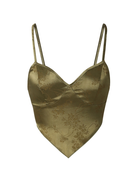 

URBANIC Olive Green Styled Back Crop Top