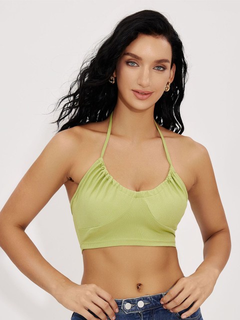 

URBANIC Women Green Backless Halter Top