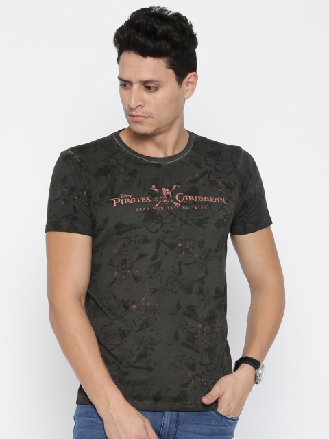 

Jack & Jones Men Charcoal Grey Printed Round Neck T-shirt