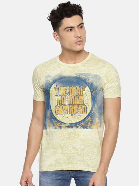 

Jack & Jones Men Yellow Printed Pirates Of The Carribean T-shirt