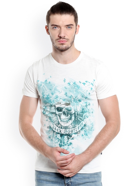 

Jack & Jones Men White Printed Pirates Of The Carribean T-shirt