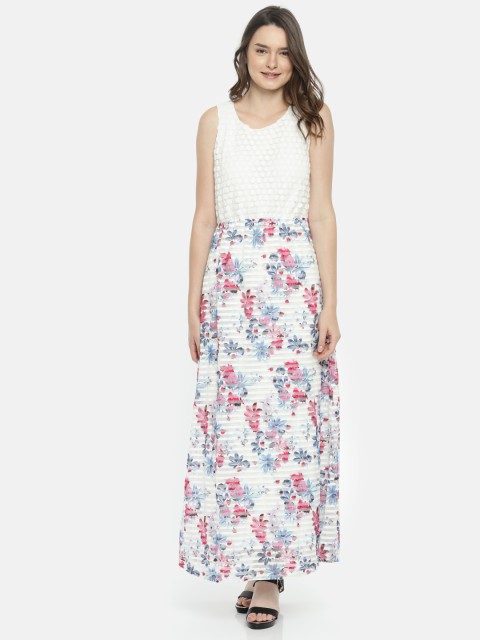 

ELLE Women White Printed Maxi Dress