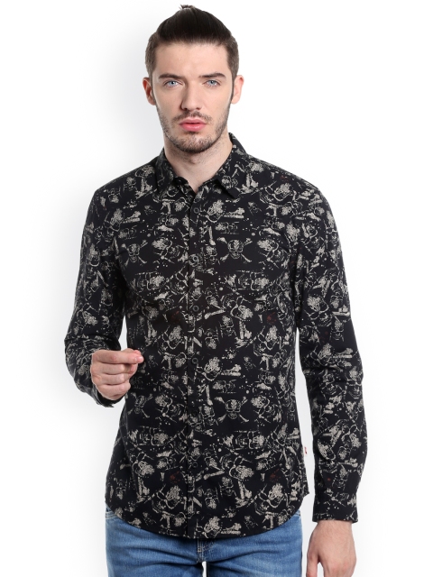 

Jack & Jones Men Black Slim Fit Printed Pirates Of Caribbean Casual Shirt