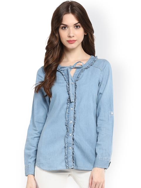 

StyleStone Women Blue Denim Shirt-Style Top