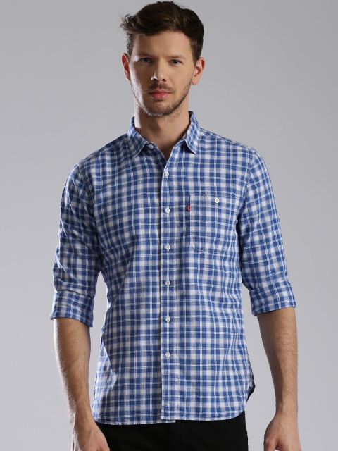 

Levis Men Blue & White Slim Fit Checked Casual Shirt