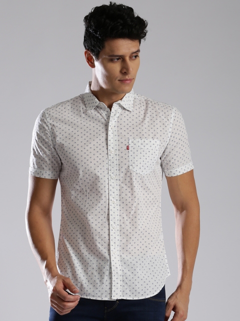 

Levis Men White Slim Fit Printed Casual Shirt