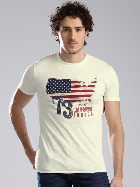 

Levis Men Off-White Printed Round Neck T-shirt