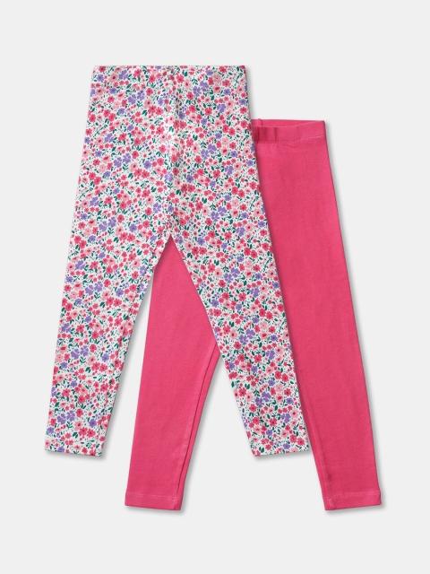 

R&B Girls Pack of 2 Printed Leggings, Pink