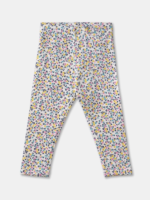 

R&B Infant Girls White Printed Cotton Leggings