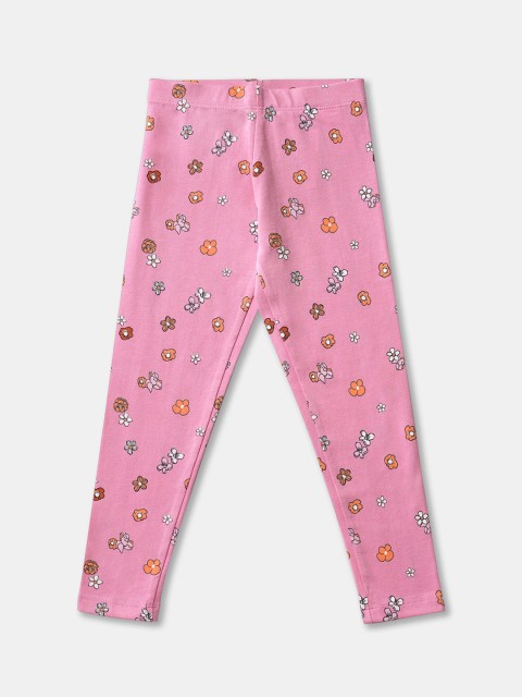 

R&B Girls Pink Printed Cotton Leggings