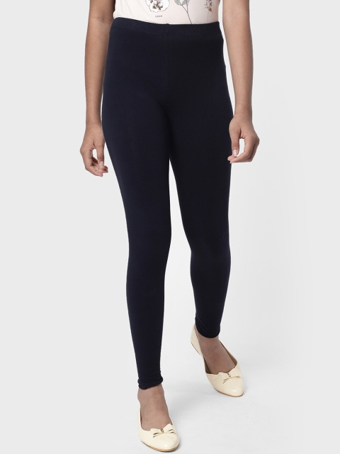 

R&B Girls Navy Blue Solid Cotton Ankle Length Leggings