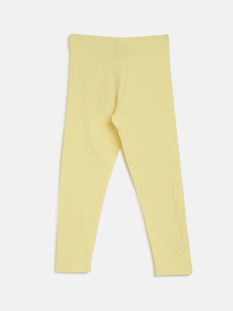 

R&B Girls Yellow Solid Cotton Ankle Length Leggings
