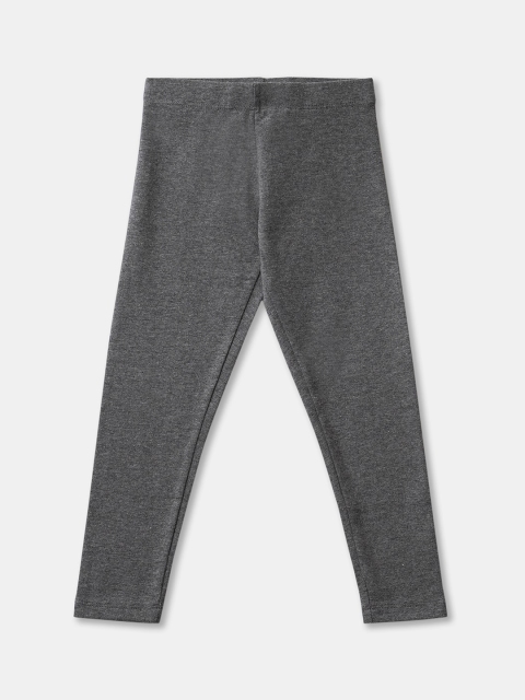 

R&B Girls Grey Solid Cotton Ankle Length Leggings