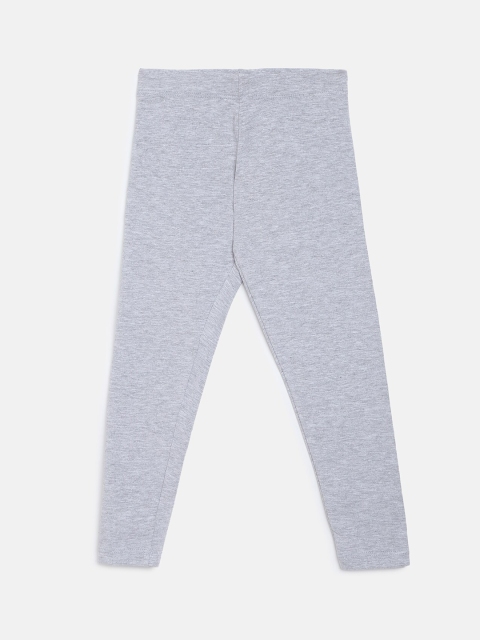 

R&B Kids-Girls Grey Solid Cotton Ankle Length Leggings