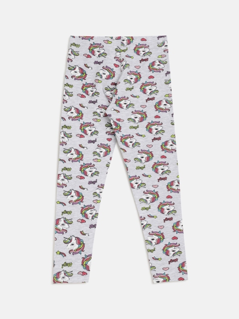 

R&B Girls Grey Printed Cotton Ankle Length Leggings