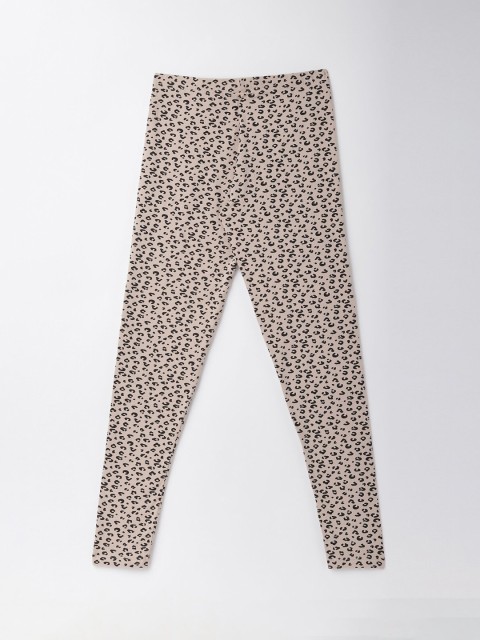 

R&B Girls Brown Printed Cotton Ankle Length Leggings