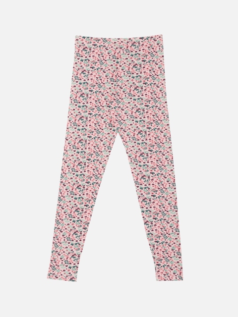 

R&B Girls Pink & Green Printed Cotton Ankle Length Leggings