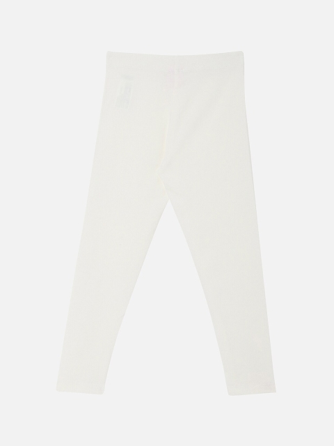 

R&B Girls White Solid Cotton Ankle Length Leggings