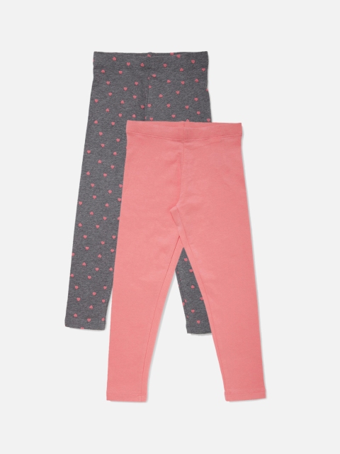 

R&B Girls Pack Of 2 Grey & Pink Leggings, Charcoal