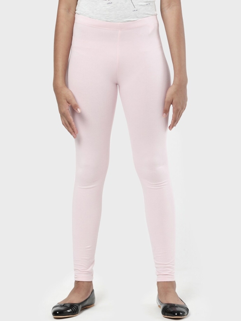 

R&B Girls Pink Solid Cotton Ankle Length Leggings