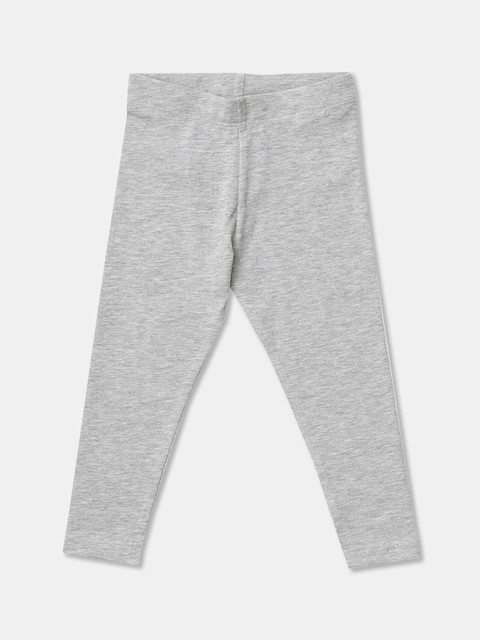 

R&B Girls Grey Melange Solid Cotton Ankle Length Leggings