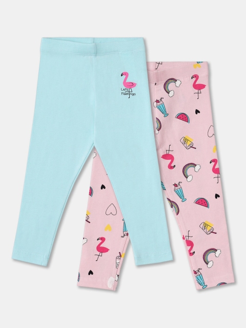 

R&B Girls Pack of 2 Pink & Turquoise Blue Leggings