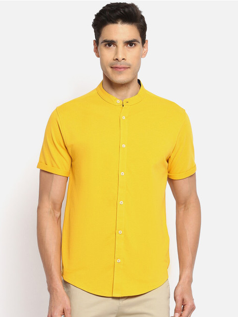 

R&B Men Mustard Yellow Classic Slim Fit Casual Shirt
