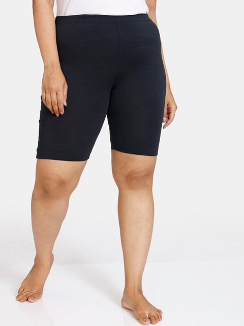 

Zivame Women Black Solid Cotton Lounge Shorts