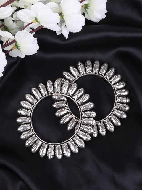 

FIROZA Women Set of 2 Silver-Plated Oxidized Bangles