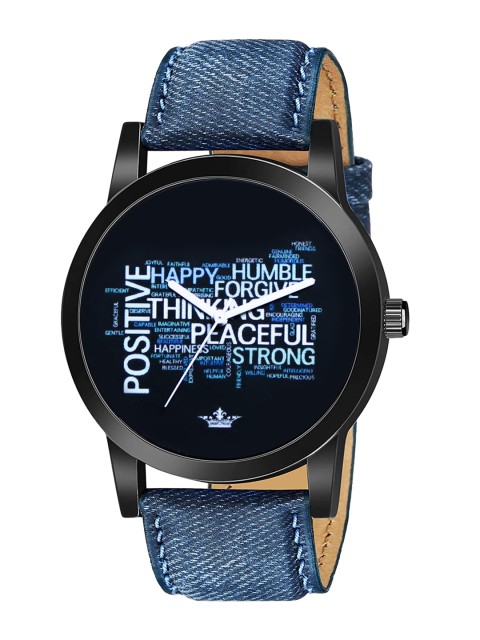 

FERRIZZO Men Black Printed Dial & Blue Bracelet Style Straps Analogue Watch LR60