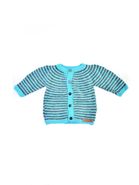 

The Original Knit Kids Turquoise Blue & Black Striped Cardigan