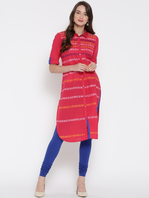 

AURELIA Women Pink Striped Pathani Kurta