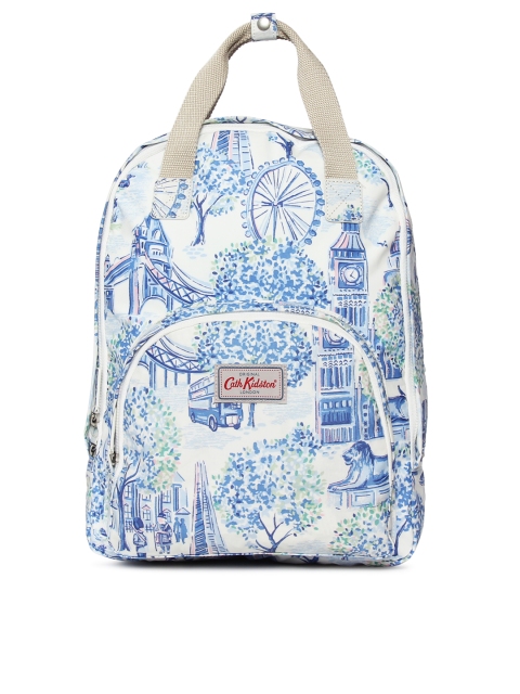 

Cath Kidston Women White & Blue Printed Backpack