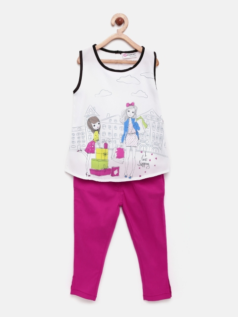 

Peppermint Girls White & Pink Printed Clothing Set